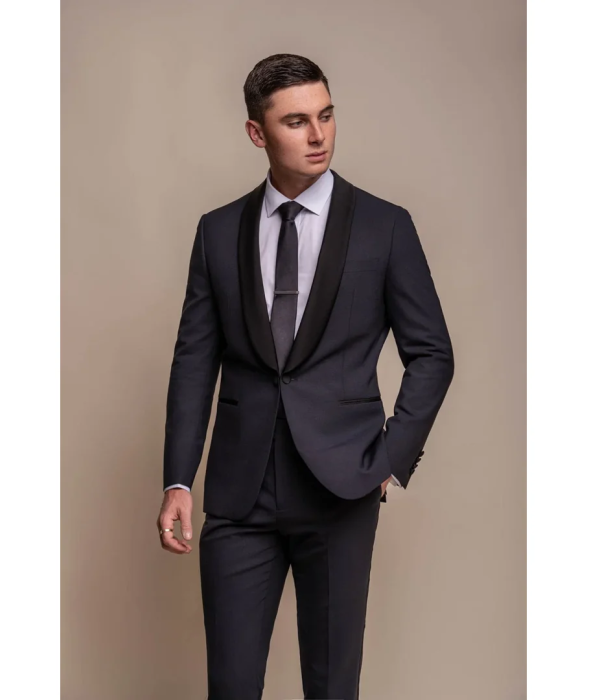 Aspen - Men's Plain Navy Tuxedo Blazer