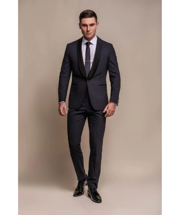 Aspen - Men's Plain Navy Tuxedo Blazer