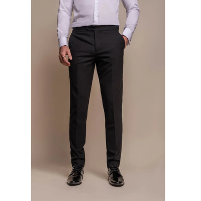 Aspen - Men's Plain Black Classic Trousers