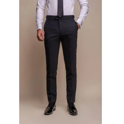 Aspen - Men's Plain Navy Classic Trousers