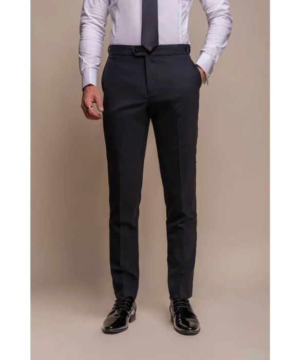 Aspen - Men's Plain Navy Classic Trousers