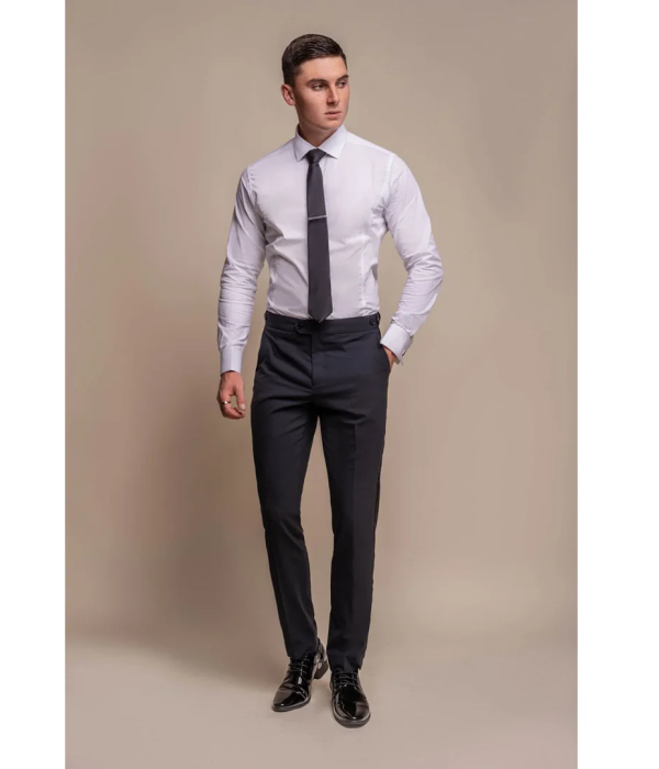 Aspen - Men's Plain Navy Classic Trousers