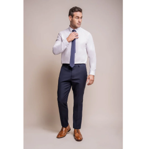 Baresi – Men’s Plain Navy Classic Trousers