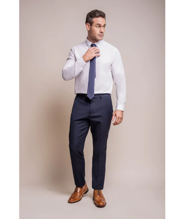 Baresi - Men's Plain Navy Classic Trousers