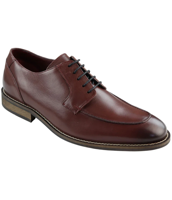 Mens Real Full Leather Black Welted Derby Shoes Smart Casual Burgundy Wine Classic Vintage