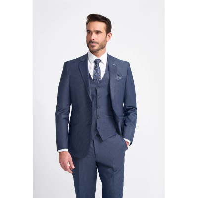 Bond - Men's Navy Check Tailored Fit Blazer