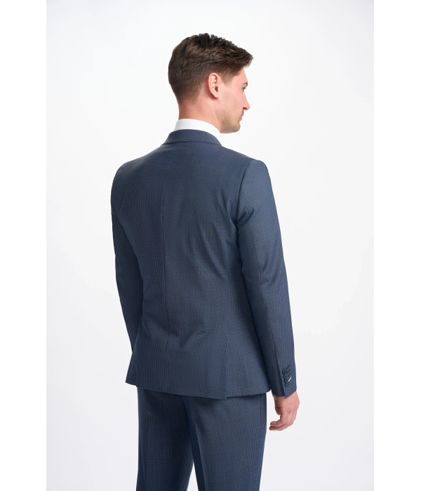 Bond - Men's Navy Check Double Breasted Blazer