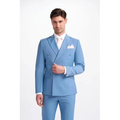 Bond - Men's Sky Blue Double Breasted Blazer