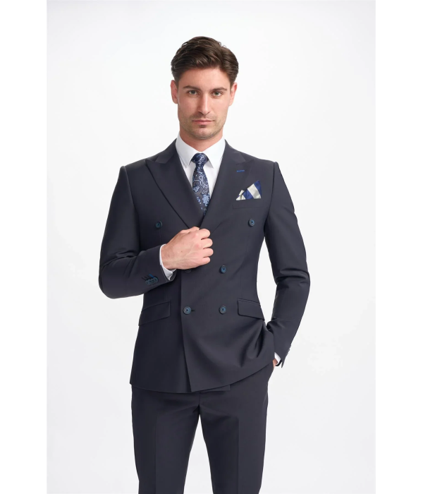 Bond - Men's Dark Navy Double Breasted Blazer