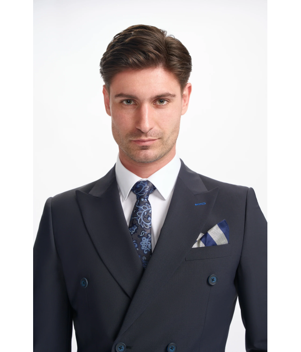 Bond - Men's Dark Navy Double Breasted Blazer