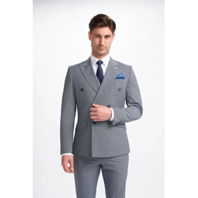 Bond - Men's Grey Double Breasted Blazer