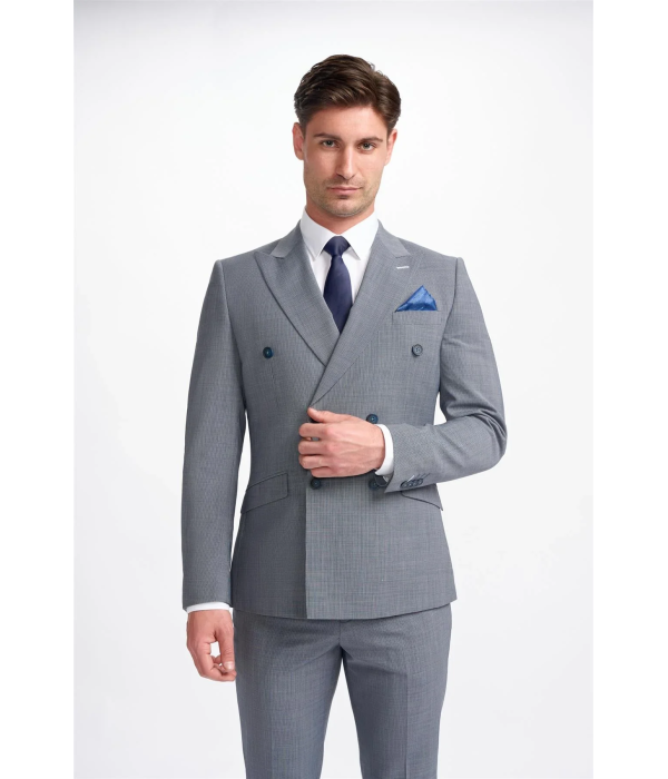 Bond - Men's Grey Double Breasted Blazer