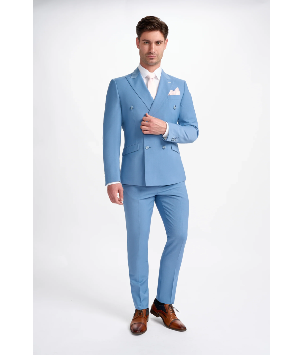 Bond - Men's Sky Blue 2 Piece Double Breasted Suit