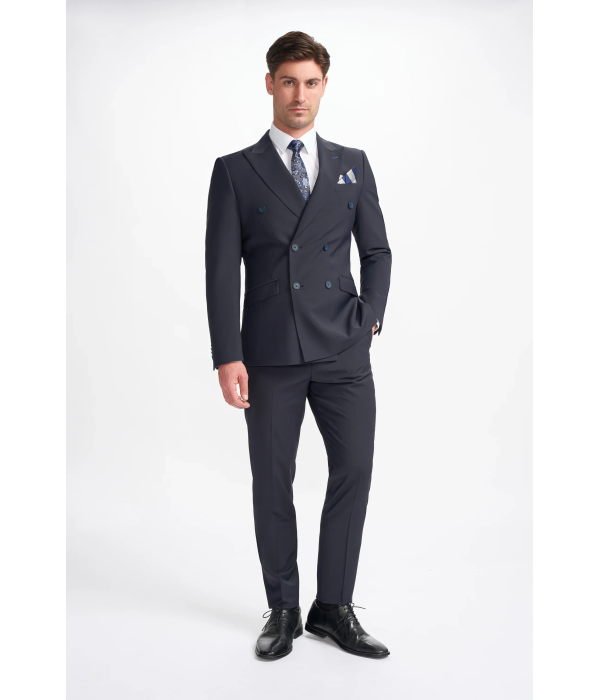 Bond - Men's Dark Navy 2 Piece Double Breasted Suit