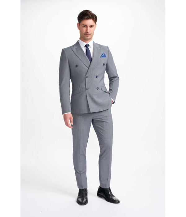 Bond - Men's Grey 2 Piece Double Breasted Suit