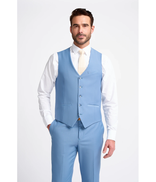 Bond - Men's Sky Blue 3 Piece Tailored Fit Suit