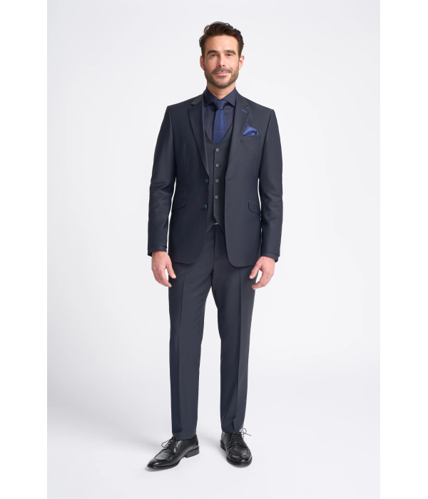 Bond - Men's Dark Navy 3 Piece Tailored Fit Suit