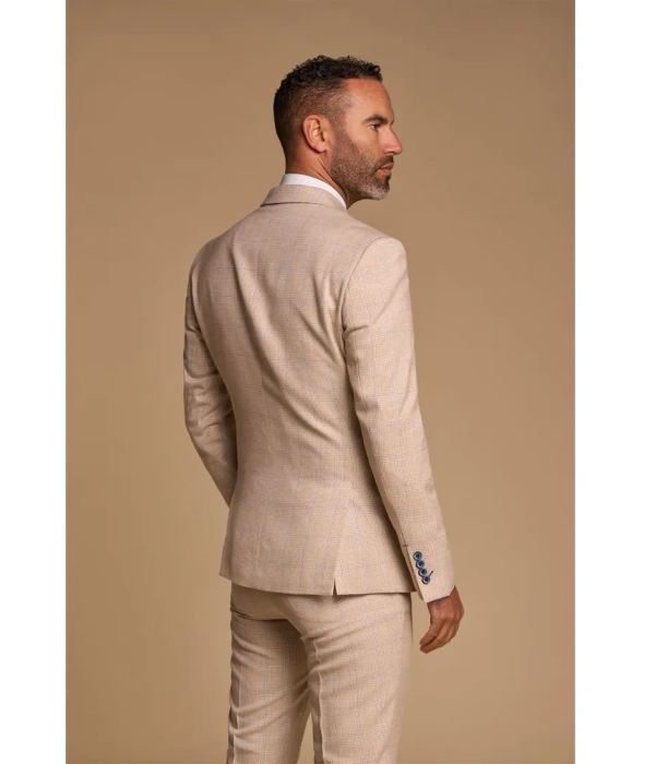 Caridi - Men's Beige Double Breasted Blazer