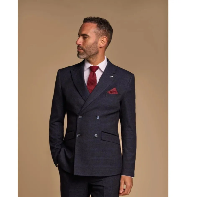 Caridi - Men's Navy Blue Double Breasted Blazer