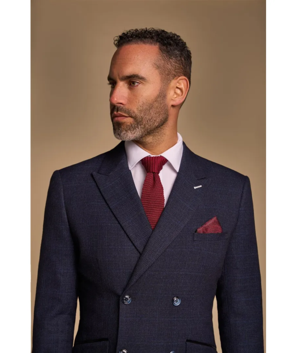 Caridi - Men's Navy Blue Double Breasted Blazer