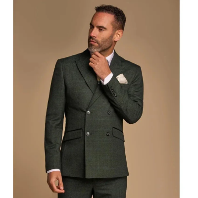 Caridi - Men's Olive Green Double Breasted Blazer