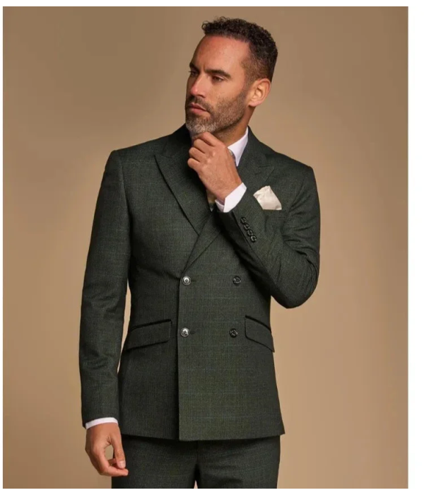 Caridi - Men's Olive Green Double Breasted Blazer