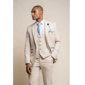 Caridi – Men’s Tweed Beige Wedding Blazer