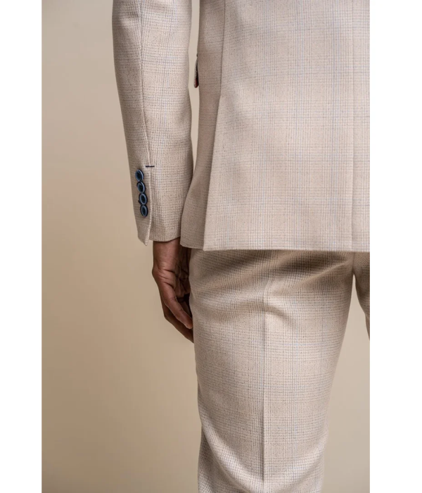 Caridi - Men's Tweed Beige Wedding Blazer