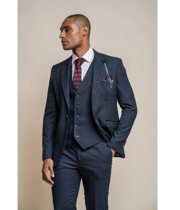 Caridi - Men's Tweed Navy Blue Blazer