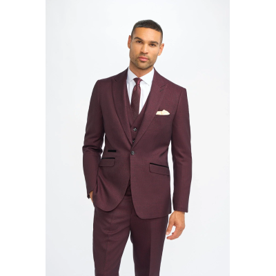 Caridi - Men's Burgundy Checked Blazer