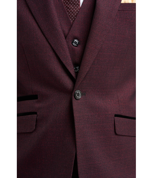 Caridi - Men's Burgundy Checked Blazer