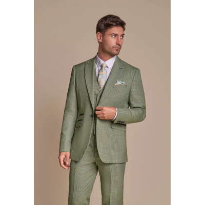 Caridi - Men's Sage Green 3 Piece Checked Suit