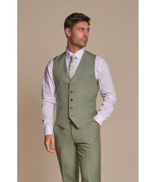 Caridi - Men's Sage Green 3 Piece Checked Suit