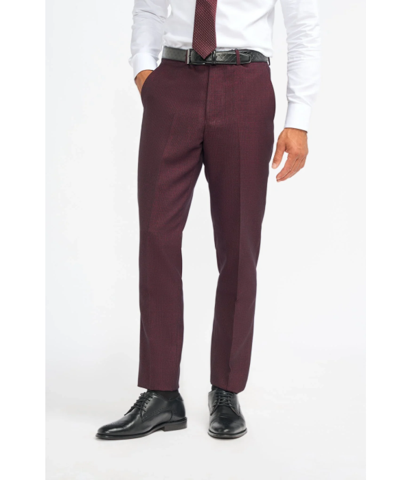 Caridi - Men's Burgundy 3 Piece Checked Suit