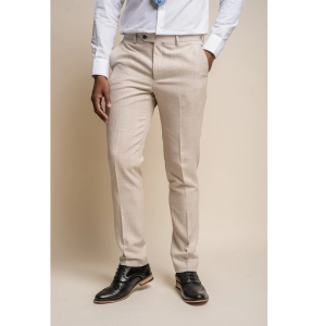 Caridi – Men’s Tweed Beige Wedding Trousers