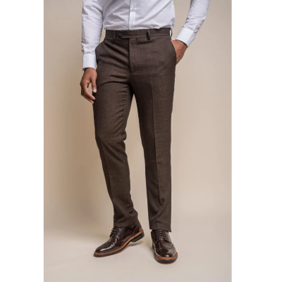 Caridi - Men's Tweed Brown Trousers