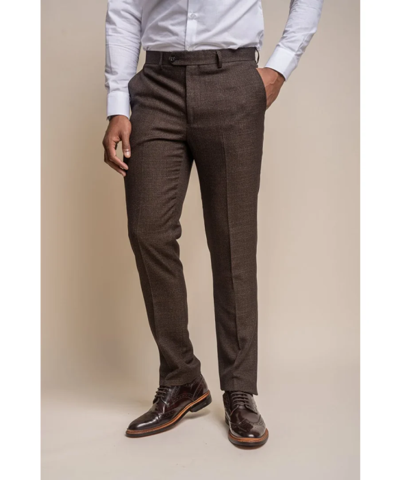 Caridi - Men's Tweed Brown Trousers