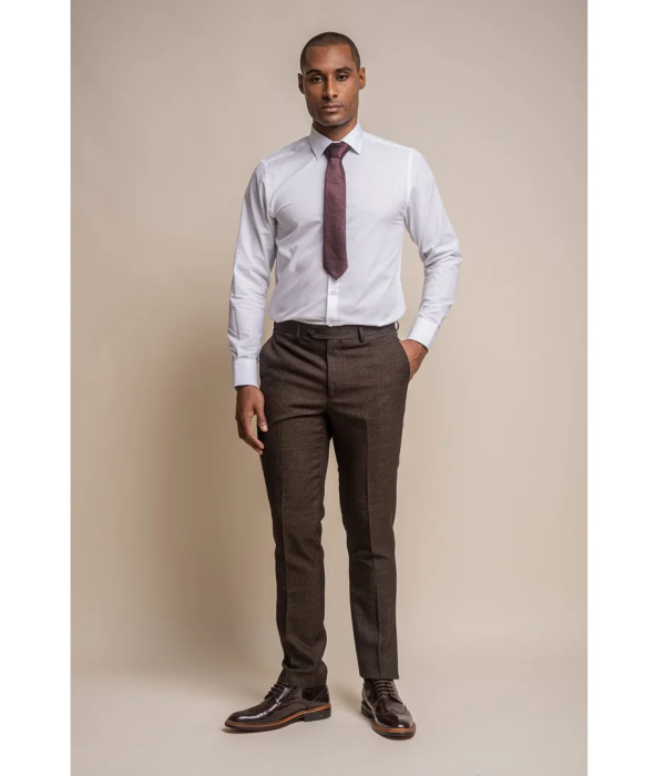 Caridi - Men's Tweed Brown Trousers