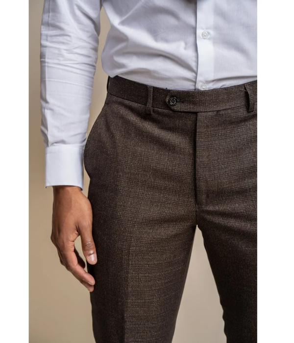 Caridi - Men's Tweed Brown Trousers