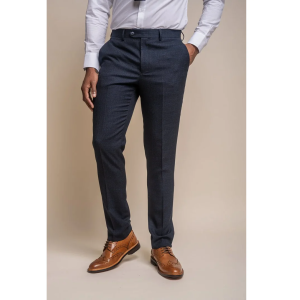 Caridi – Men’s Tweed Navy Blue Trousers