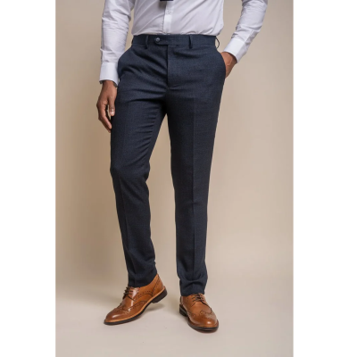 Caridi - Men's Tweed Navy Blue Trousers