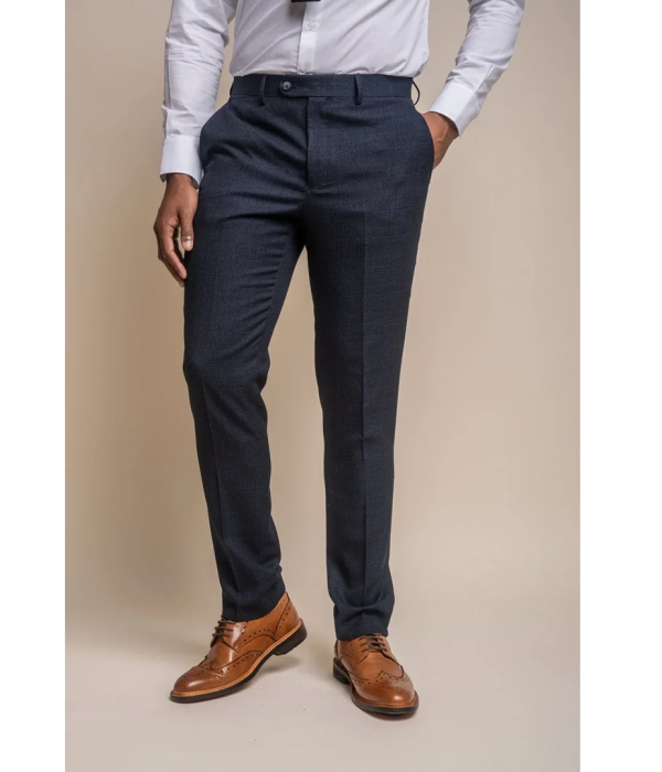 Caridi - Men's Tweed Navy Blue Trousers