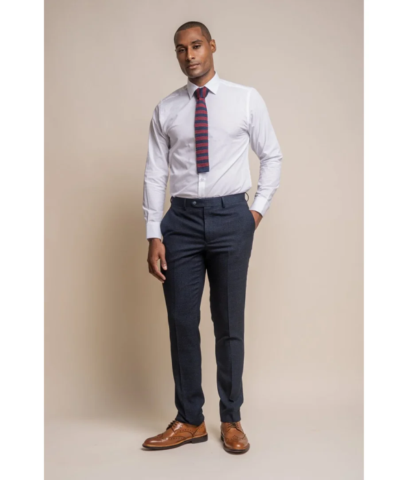 Caridi - Men's Tweed Navy Blue Trousers