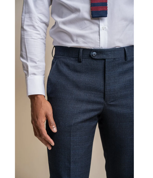 Caridi - Men's Tweed Navy Blue Trousers