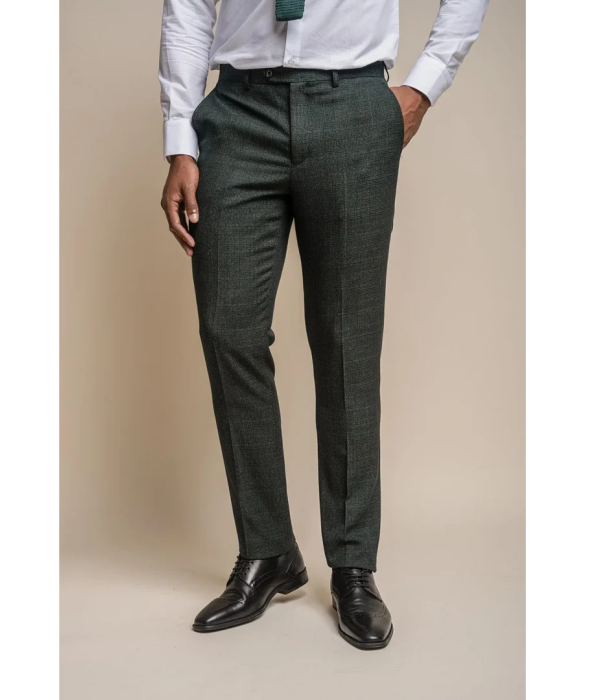 Caridi - Men's Olive Green Tweed Trousers