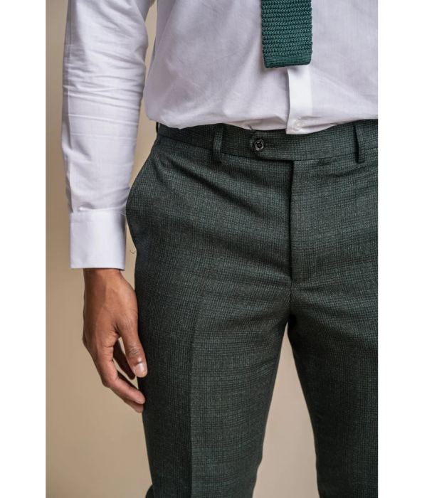 Caridi - Men's Olive Green Tweed Trousers