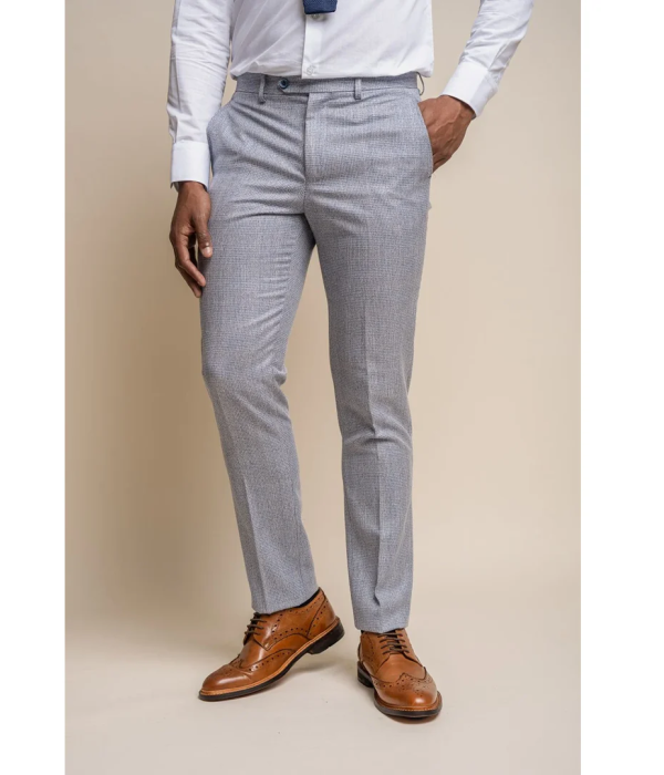 Caridi - Men's Light Blue Wedding Trousers