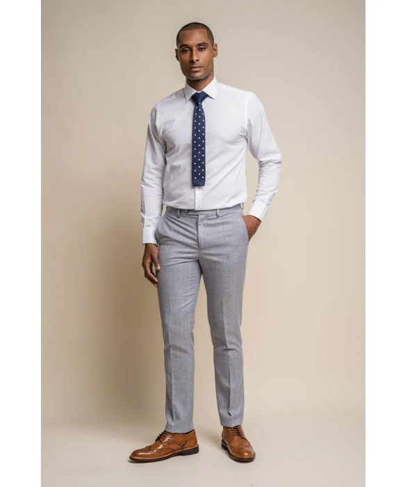 Caridi - Men's Light Blue Wedding Trousers