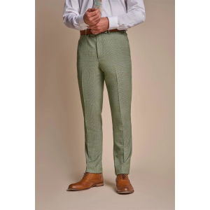 Caridi – Men’s Sage Green Checked Trousers