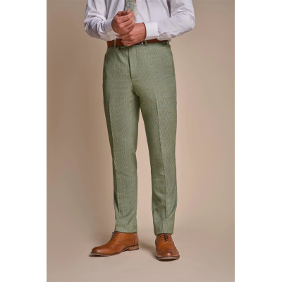 Caridi - Men's Sage Green Checked Trousers